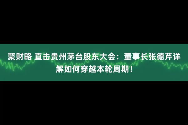 聚财略 直击贵州茅台股东大会：董事长张德芹详解如何穿越本轮周期！